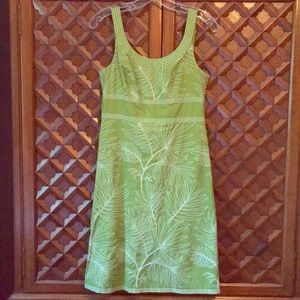 Ann Taylor green leaf-print summer dress